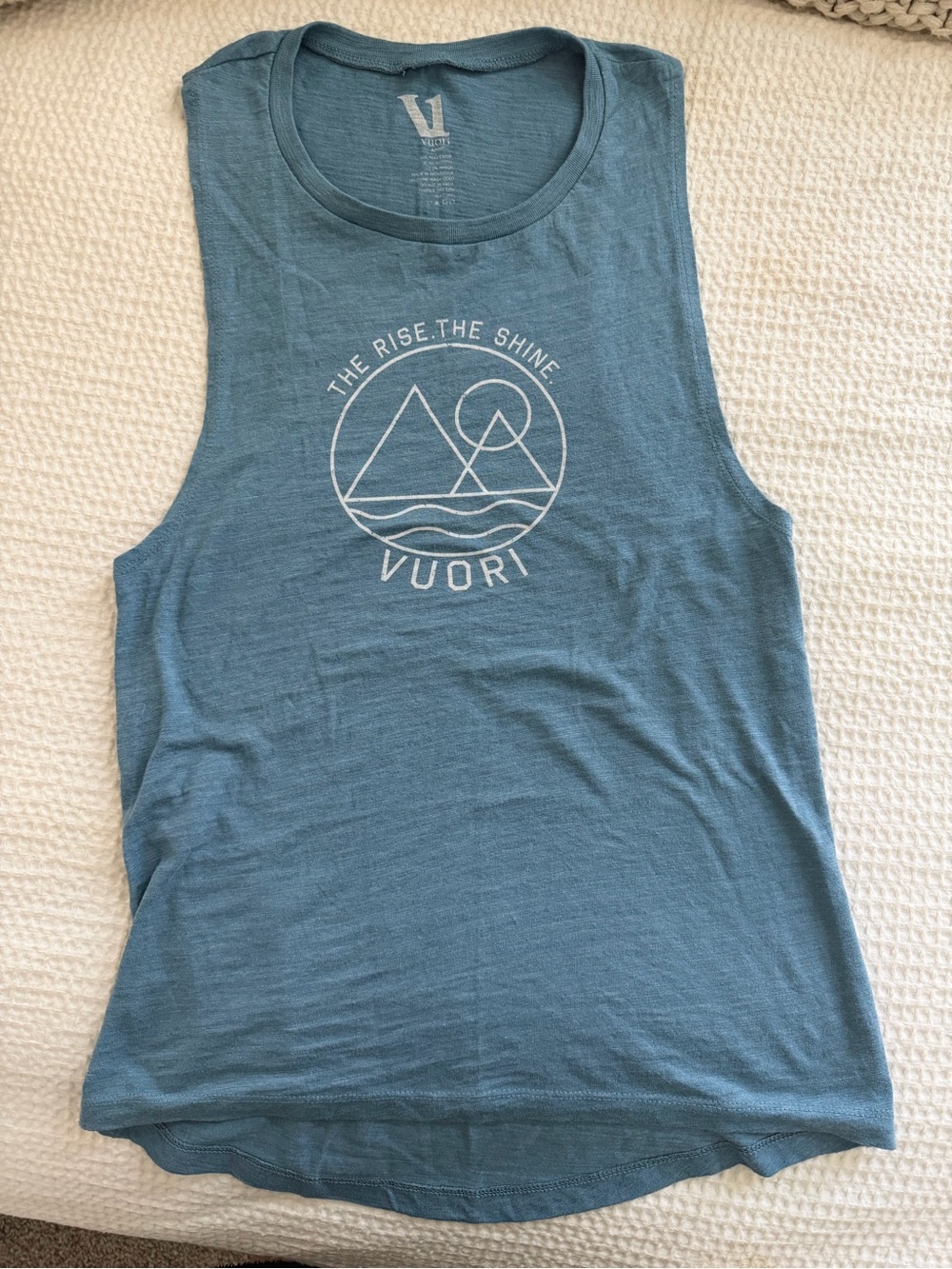 Vuori Blue Graphic Muscle Tank with White Logo